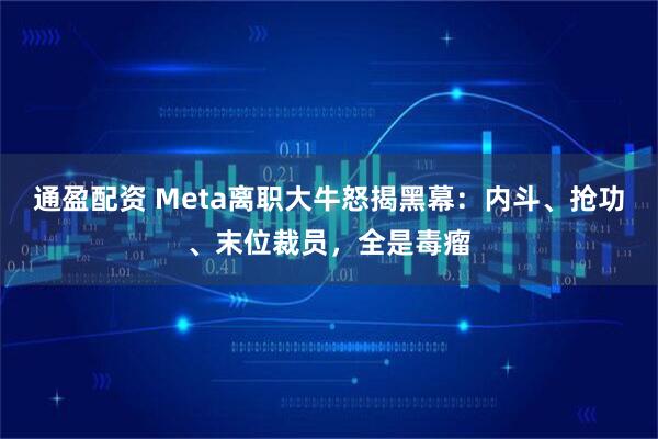 通盈配资 Meta离职大牛怒揭黑幕：内斗、抢功、末位裁员，全是毒瘤